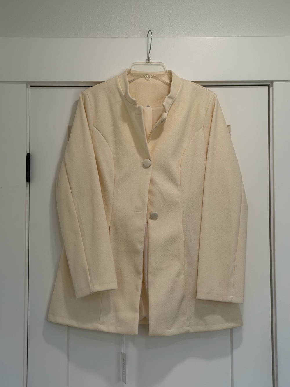 Women's Cream Single-Breasted Pea Coat